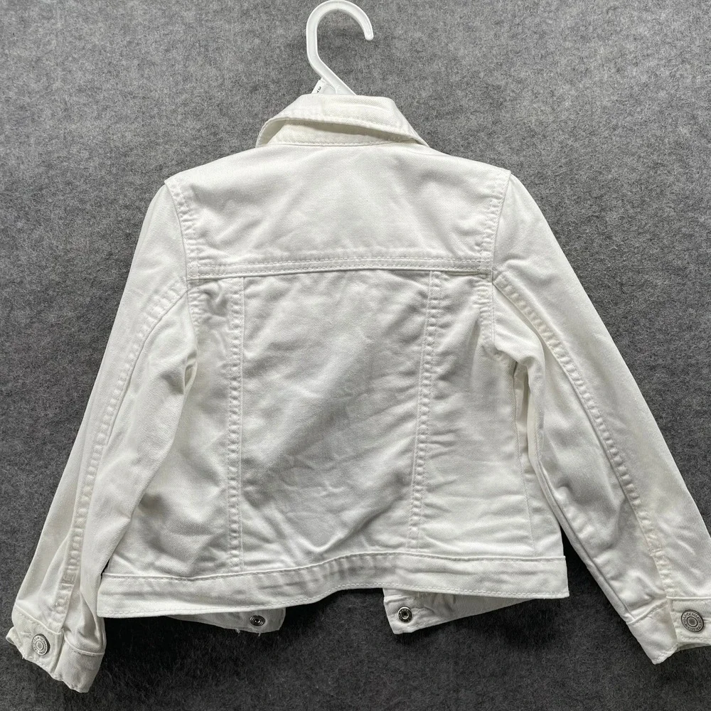Gap Kids 5T White Denim‎ Jacket 100% Cotton Trucker Snap Button